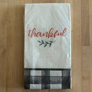 Thanksgiving Paper Napkin Guest Towel Thankful Buffet 20 Count 2 Ply Black White